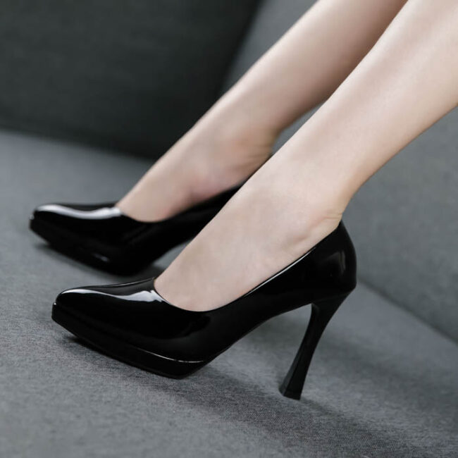 Giày cao gót da bóng công sở ELLA 10cm tôn dáng ngọc ngà ELA636